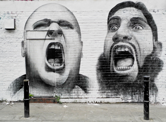 Shouting in Brick Lane, London