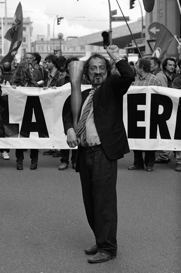 Peace demonstrator mannequin leg, Rome