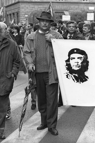 Peace demonstrator with Che flag, Rome