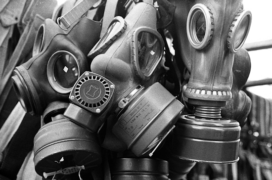 Gas masks in Portobello, London