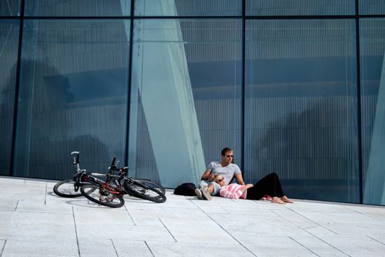 Relaxing on the Opera House roof, Oslo (Norway)